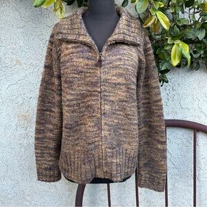 Vintage High Sierra Brown Knit Zip Up Sweater Jacket, Granola Outdoor